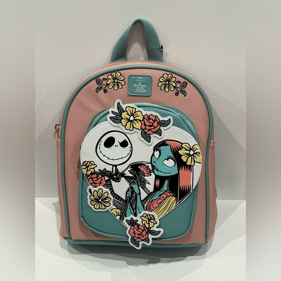 The Nightmare Before Christmas Jack And Sally Heart Mini Pink Backpack